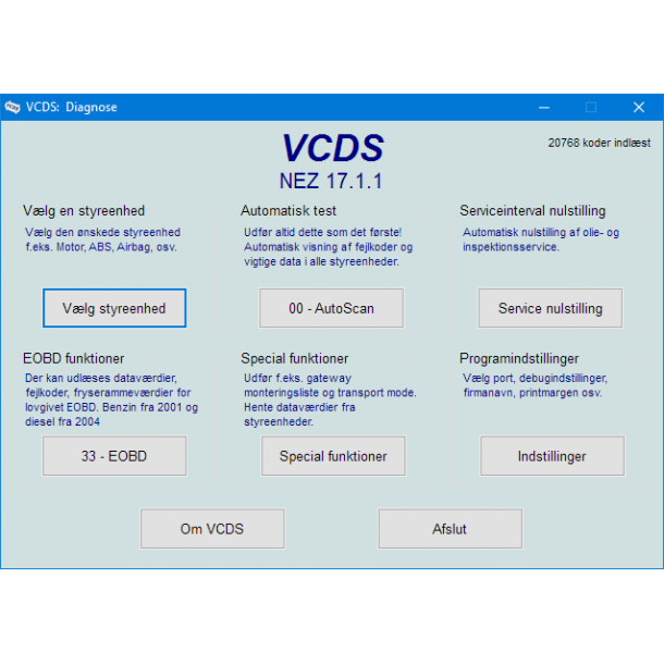 Omkodning til dansk VCDS